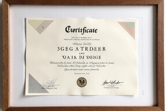 Certificado de Nutrición y Dietética enmarcado con un diseño abstracto y moderno.